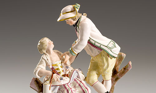 Picture: Faience figure "Hunter with girl"
